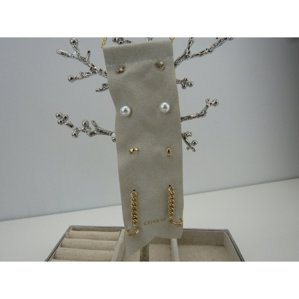 NEW WITH TAGS EXPRESS SET OF 5 SHINY GOLD EARRING SET